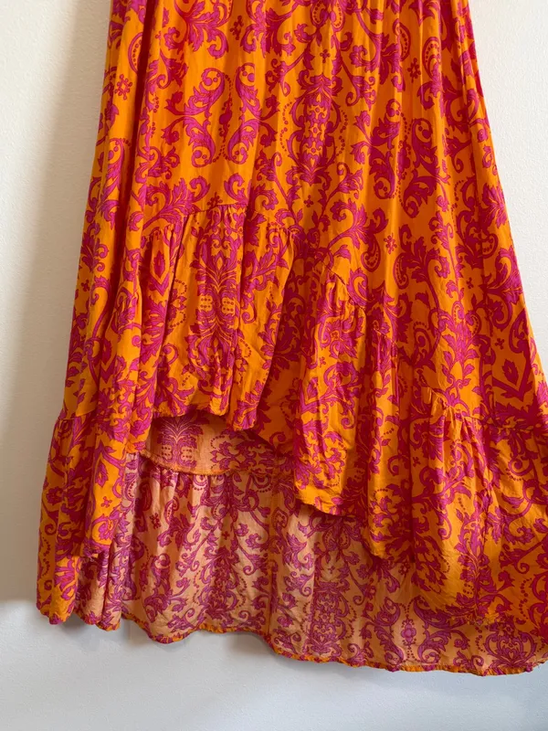 Anthropologie Abel the Label Pink Orange & Maxi Dress Size Small High Low Boho - Image 6