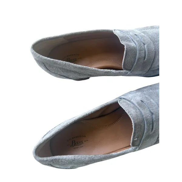 G.H. Bass Womens 8.5 Gray Suede Penny Loafer Chunky Block Heel Preppy Slipon Y2K - Image 4