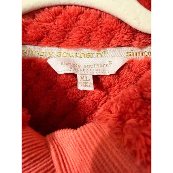 Simply Southern Sherpa Pullover Women's XL Rust Fleece Snap Neck Pocket Sweater - Image 8
