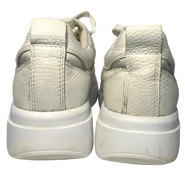 Zara White Leather Platform Sneakers Pebbled Lace Up Chunky EU 40 - Image 5