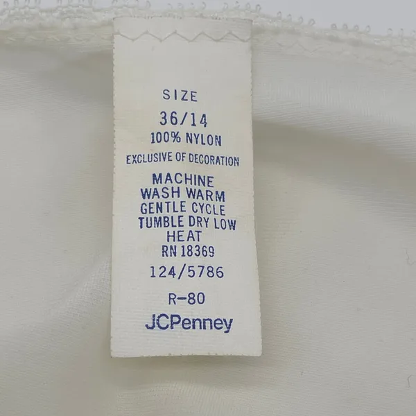 Vintage JCPenney Full Slip Dress‎ Women 36 14 Lace Trim Mini Coquette Balletcore - Image 8