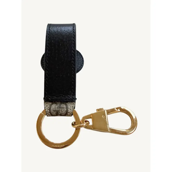 Gucci Interlocking G Keychain Ring Bag Charm GG Supreme Black Leather 701432 NIB - Image 8