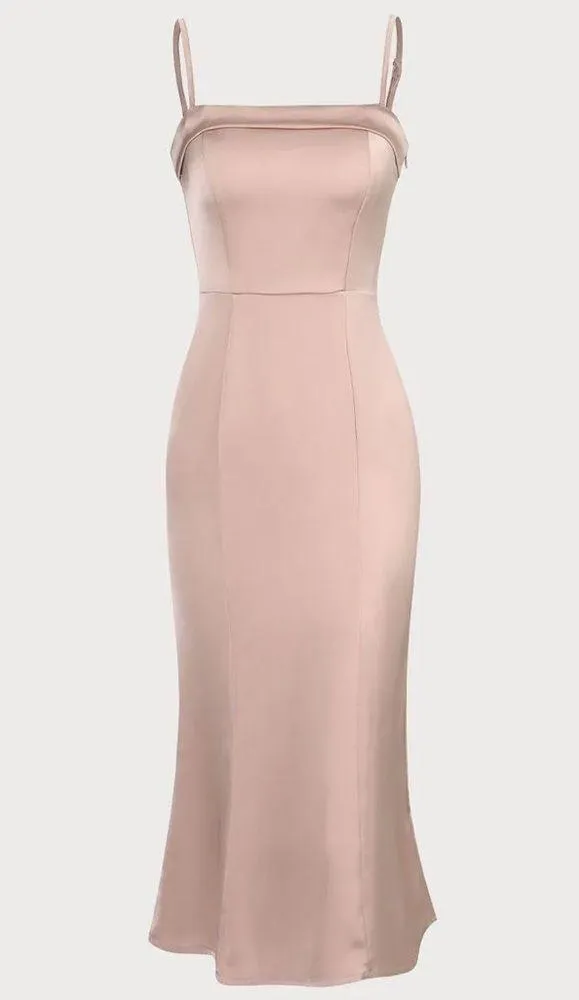 RIHOAS The Pink Bodycon Satin Cami Midi Dress 77 - Image 6