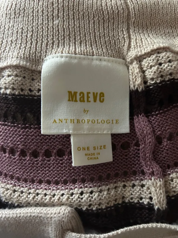 Anthropologie x Maeve Striped Crochet Beach‎ Wrap Size O/S Beach Pool Travel - Image 4