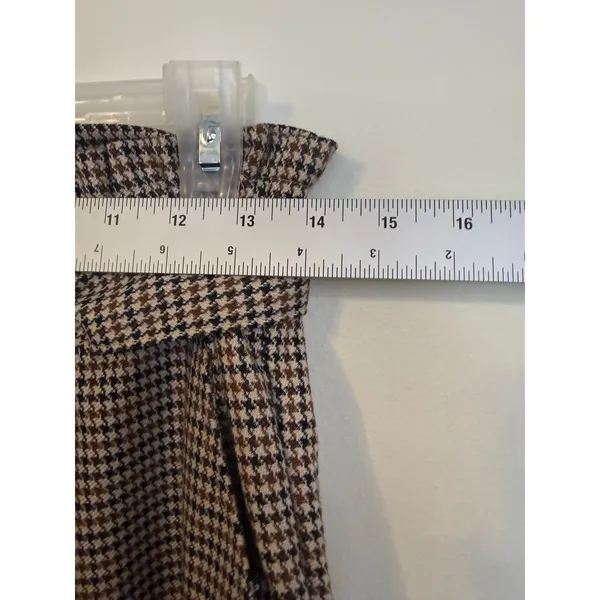 SO Houndstooth Pants Womens Small Brown Excellent Paperbag Waist Tie Belt Cuffed - Image 3