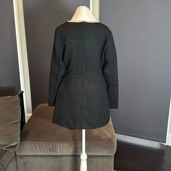 Women’s Short Black Dress Square Neck Faux Pearl-Like Trim **Tag L fits like M - Image 5