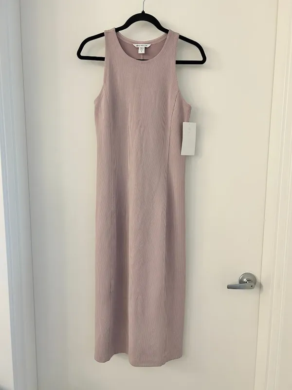 Athleta Seasoft Rib Midi Tank Dress in Pink Purple Size S NWT - Image 3