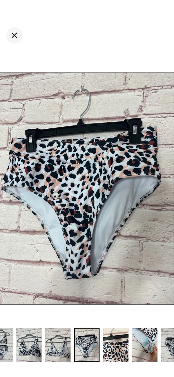 Boutique Leopard Print High Rise Bikini NWT Large. Fuller coverage. Removable padding. No underwire. Adjustable straps. 15-16” waist 13” rise 14-15” bust - Image 4