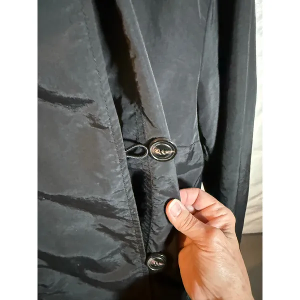 In Front Windbreaker Jacket Women's Size 2XL Black Hooded Single Breasted - Image 5