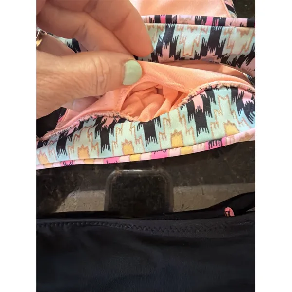 Victoria's Secret PINK Bikini Swimsuit Sz M Pink Black‎ Halter Bathing Suit - Image 5