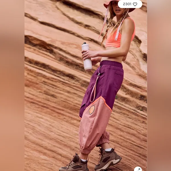 FP Movement by Free People Purple & Pink Colorblock Jogger Track Pants - Image 6