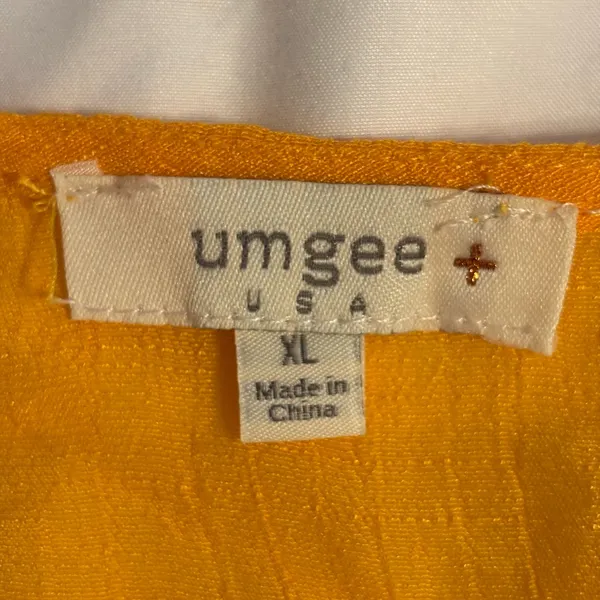 Umgee XL Mustard Floral Balloon Sleeve Boho Blouse Boutique Top - Image 2