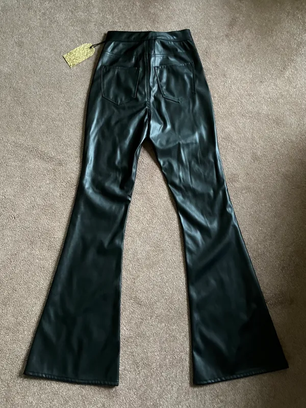American Threads Faux Leather Flare Pants - Image 3