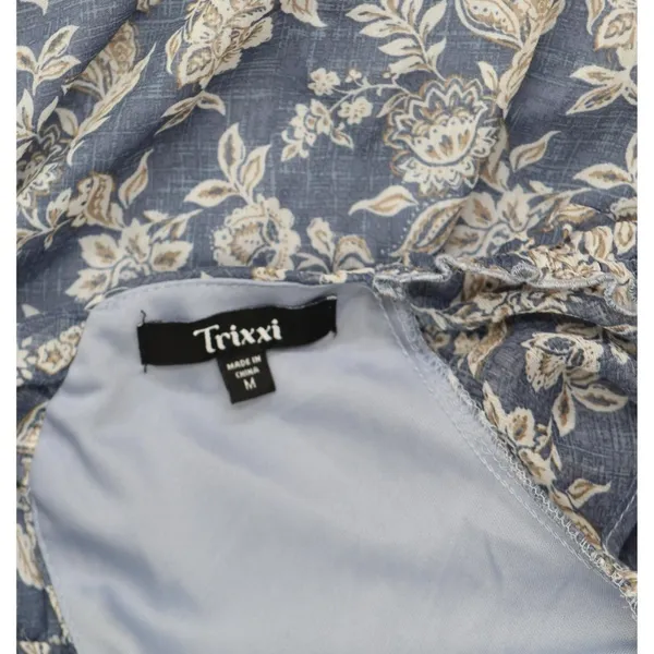NWT Trixxi Juniors Floral-Print Flutter-Sleeve Dress 26EF76VJII Blue Multi M - Image 7