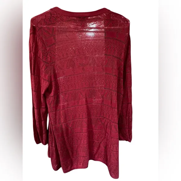 LOFT Women's Deep Red Open-Front Cardigan - Image 4