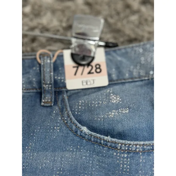 NWT BBJ Denim Shorts Womens 7/28 Glitter Distressed Ripped Cut Off High Rise - Image 3