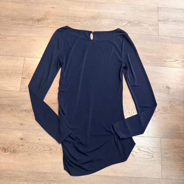 Banana Republic Navy Blue Long Sleeve‎ Ruched Tunic Dress Womens Tall Small S - Image 2