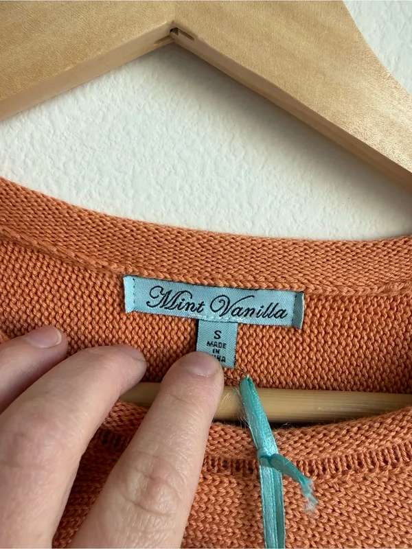 Mint Vanilla Knit Sweater Shorts Matching Set Orange Cropped Lounge Small NWT - Image 4