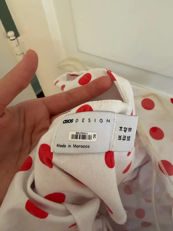ASOS Red Polka Dot Belted Dress - Image 4