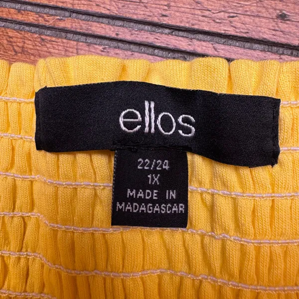 Ellos Yellow Smocked Bodice Sleeveless Knit‎ Dress Plus Size 1X 22/24 - Image 3