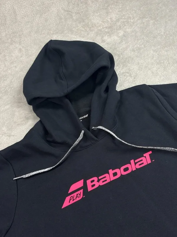 Babolat Hoodie Womens Large Black Graphic Print Long Sleeve Drawstring - Image 2