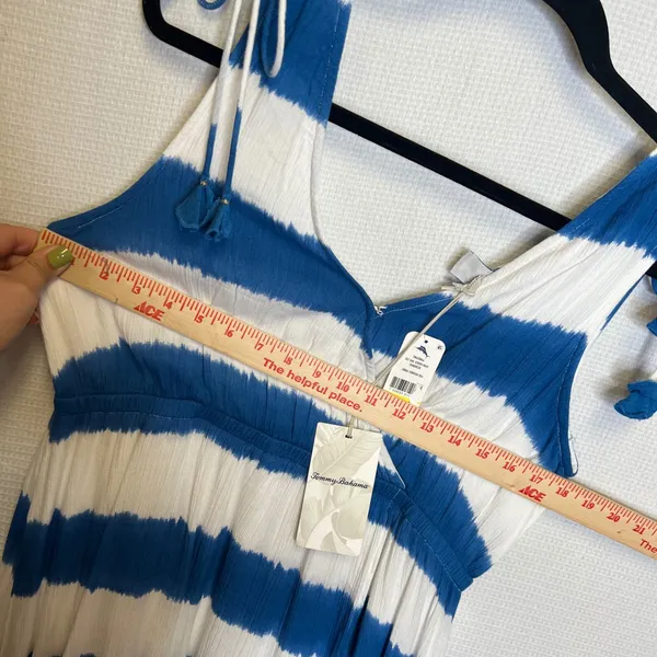 Tommy Bahama Set Sail Stripe Maxi Sundress Turkish Sea Blue White M NEW SW620844 - Image 5