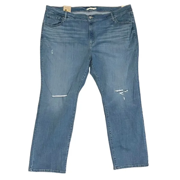 Levi's 724 Jeans Women's Size 26W NWT High Rise Slim Straight Distressed Blue - Image 2