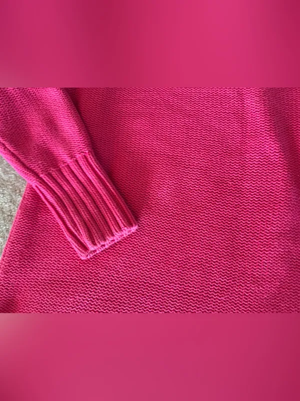 Women’s Long Sleeve V-Neck Pink Sweater Size Large 100% Cotton - Image 5