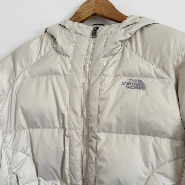 The North Face 550 Puffer Jacket Size Medium Women’s Cream Off White Down Hooded - Image 4