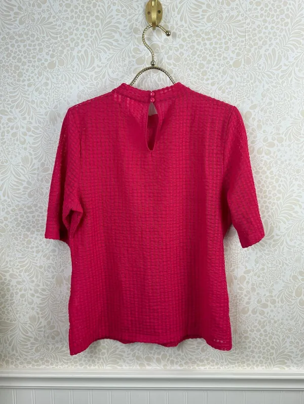 Maeve by Anthropologie Hot Pink Sheer Mesh Mock-Neck Top - Size - Large - Image 7