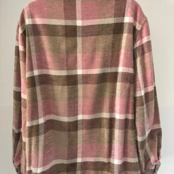 Allison Daley Women's Size 16 Plaid Shacket Button Front Shirt Jacket Pink Brown - Image 4