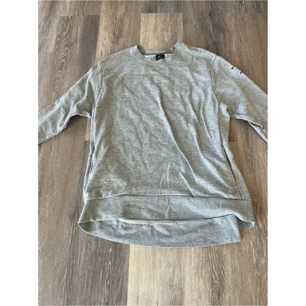 Nike Dri-FIT Gray Crewneck Sweatshirt Womens XL Just Do It Sleeve Pullover Top - Image 5