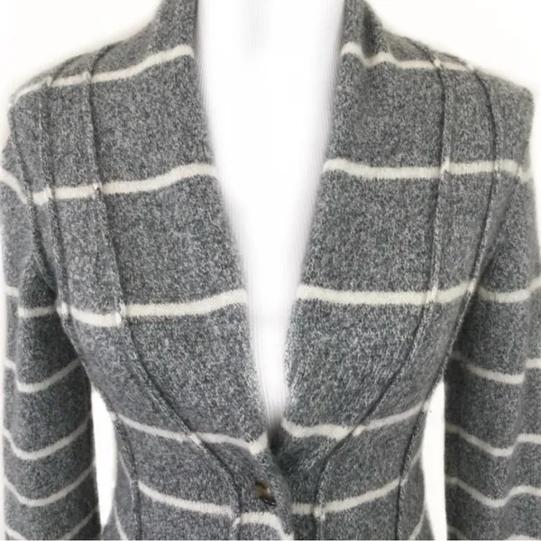 Banana Republic Wool/Cotton blend Gray Striped Cardigan S - Image 3