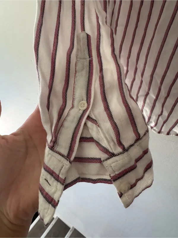 Abercrombie & Fitch Stripe Button Down‎ Top Moose Embroidered Logo Y2K - Image 5