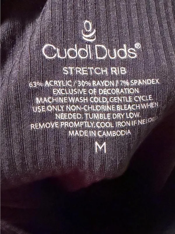 Cuddl Duds Black Ribbed Long-Sleeve Henley Top - Image 3