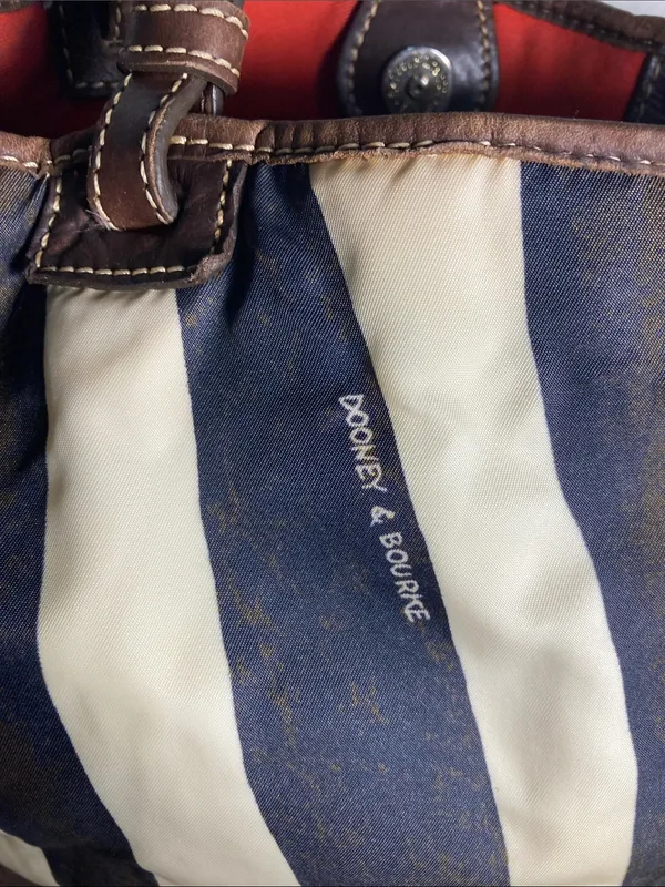 Dooney & Bourke Stripe Print Tote with Brown Trim - Image 3