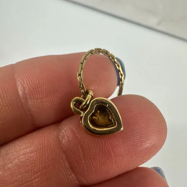 Christian‎ Dior Gold Tone Heart Shape Rhinestone Pendant Necklace - Image 9