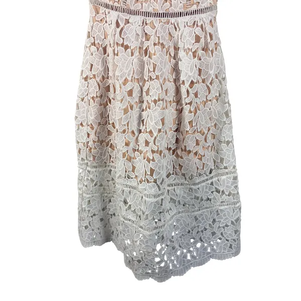 Just Me White Floral Lace Sweetheart Cocktail‎ Dress Nude Lining Small - Image 6