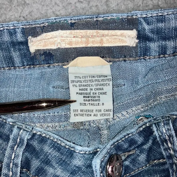 Hydraulic Y2K Bootcut Jeans 8 30x31 Low Rise Fleur De Lis Embellished McBling - Image 9