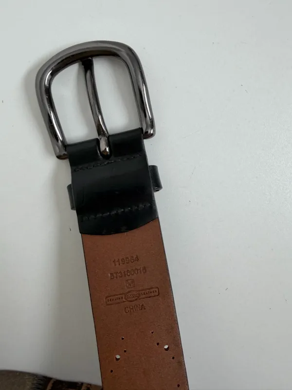 Y2K Fossil Belt Leather Studded Flower Black Brown Silver Gold Gunmetal Buckle - Image 3