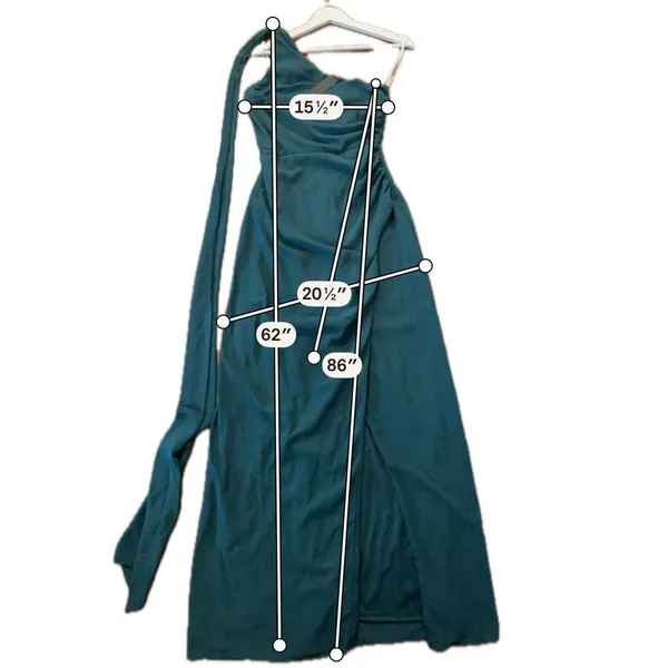Lulus NWT one shoulder green draped sash maxi dress aml - Image 8