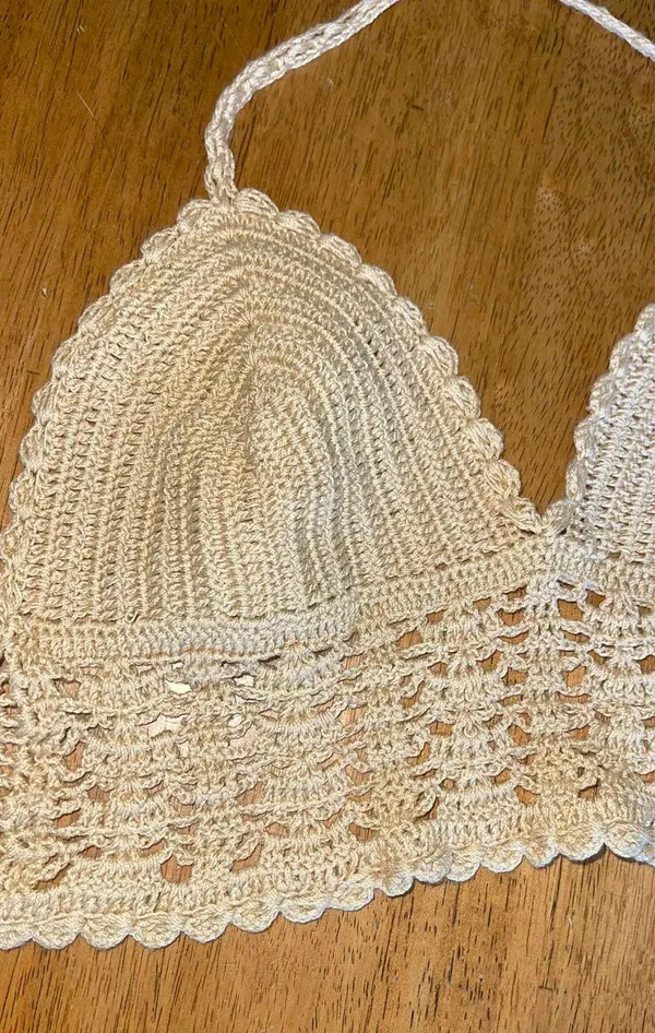 Tan Crocheted Boho Crop Top - Image 5