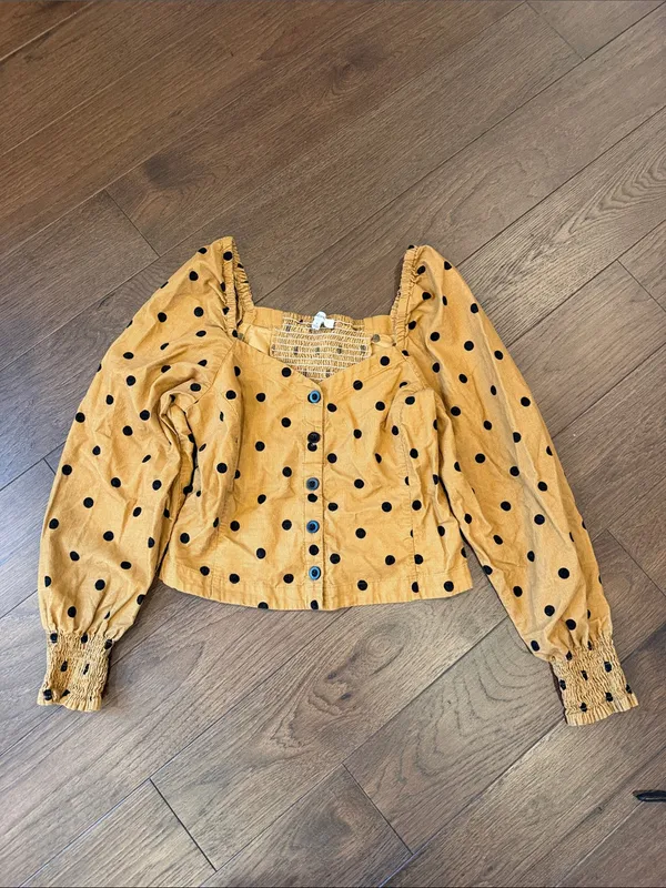 Madewell Corduroy Sweetheart Smocked-Back Top in Dot Size 4 - C70-003 - Image 2