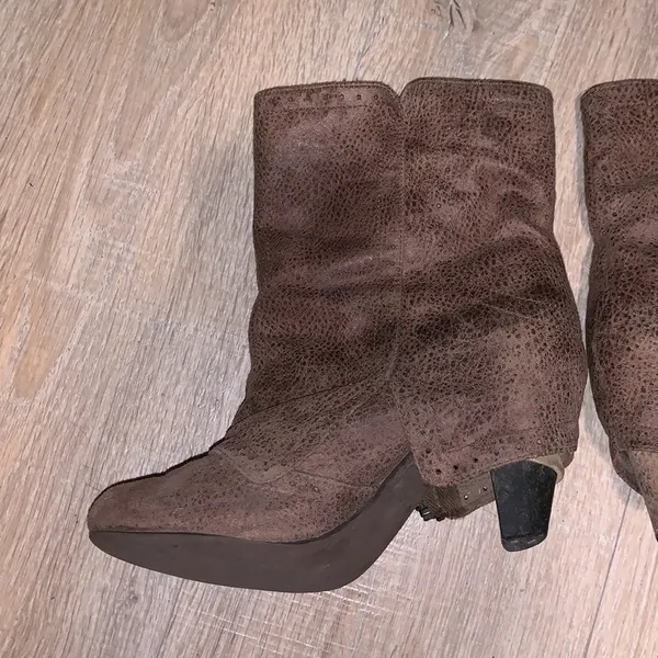 Not Rated brown zip up summer heeled mid calf boots - Image 4