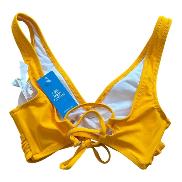 Cupshe Yellow Lemon Print Wrap Bikini Set XS Tie Side NWT - Image 6