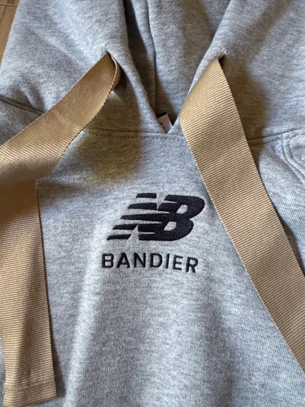 New Balance Women's Light Gray Pullover Hoodie with Tan Drawcords - Image 2