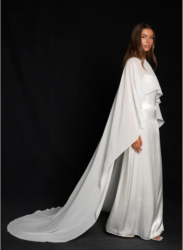Calily Bridal - Bridal Chiffon Cape - Image 2