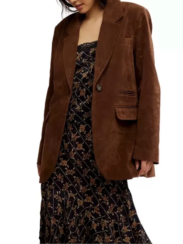 NWT Free People Paper Cut Vegan Suede Blazer ~ Brown Bear ~ Size Medium - Image 6