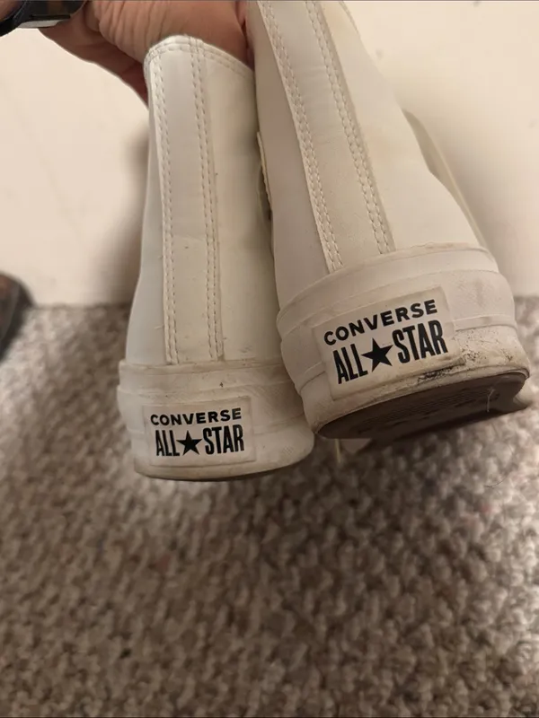 Converse All Star Platform High Platform Chuck Sneakers White Egret Gold 9.5 - Image 7
