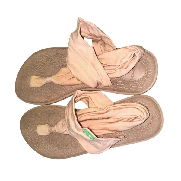 Sanuk Yoga Sling Sandals Womens Size 7 Pink Fabric Thong Comfort‎ Casual - Image 5